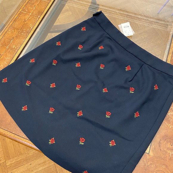Brooks Brothers Rose-Embroidered A-Line Skirt